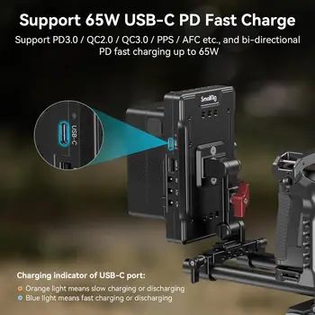 SMALLRIG V Mount Battery Adapter Plate with 15 mm Rod Clamp and Adjustable Arm, for Sony for Canon Cameras & Camcorders-3204B detail image