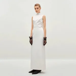 Bettergirl Fashion French Banquet Backless Sleeveless White Long Dress Birthday Party Hepburn Elegant Evening Dress