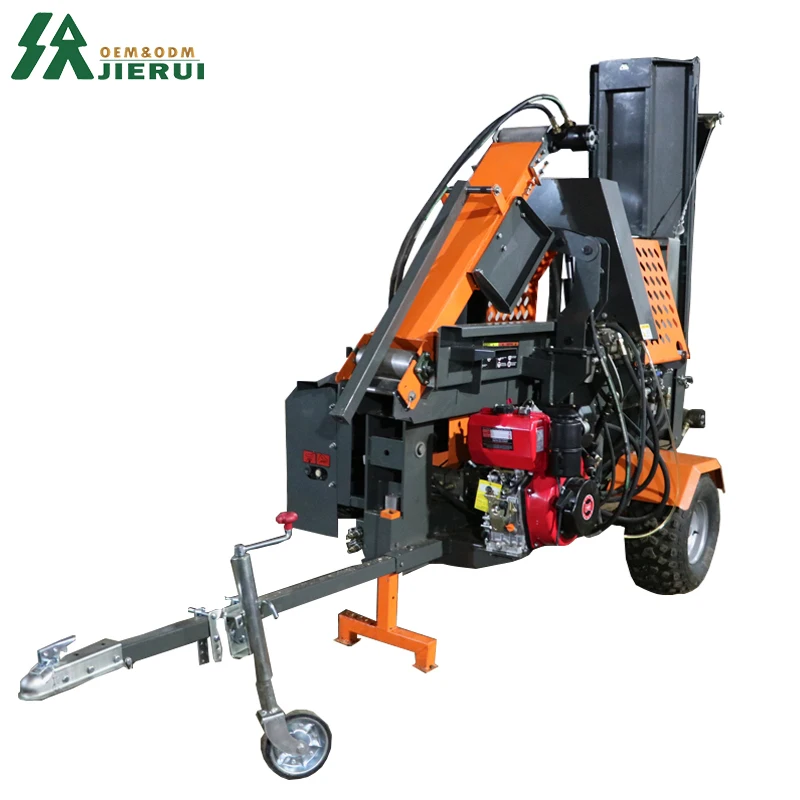 JIERUI Automatic 20T Firewood Processor Forestry Machine Hydraulic Wood Processor Wood Cutting and Splitting with Log Lifter