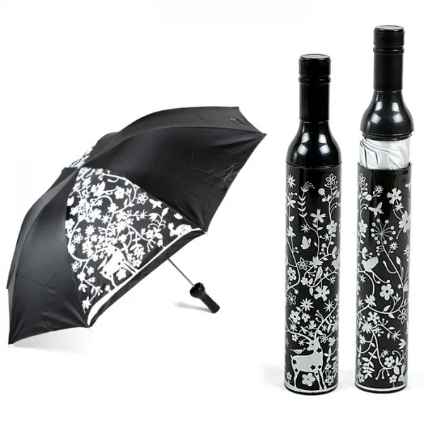 Silver Coated Fashion Shape Personalized Customized Gift Advertising Wine Bottle Umbrella