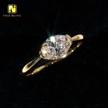 Custom Classic 1ct Oval CVD Diamond Women Promise Engagement Wedding 14K  yellow gold lab grown diamond Jewelry Ring