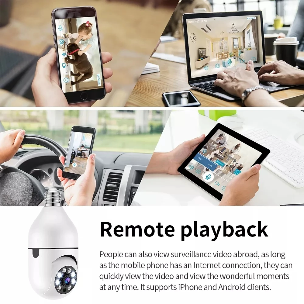 Smart Wireless Wifi Bulb Camera Night Vision Panoramic E27 Wifi Ip ...