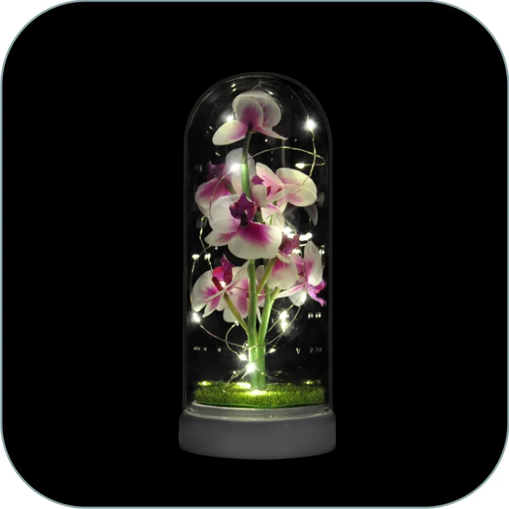 artificial rose galaxie flower in glass dome single galaxy rose with led lights perfect valentines day gifts centerpiece flower manufacture