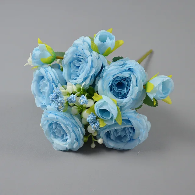 Customized Silk Flower 5 Heads European Style Real Touch Multi-Layer Peony Silk Flowers Artificial Peony Bouquet