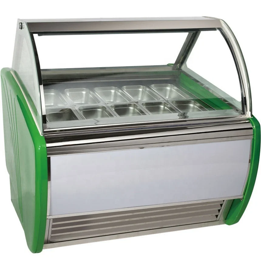Oem Double Row Gelato Display Freezer Food Grade Ice Cream Refrigerator