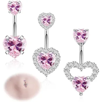 New Arrival Zircon Belly Ring Love Zircon Piercing Stud Ring Decoration Fashion Modern Trendy Decoration Jewelry for Unisex