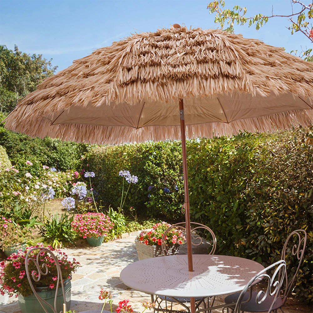 large patio table umbrellas PURPLE LEAF Round Tiltable Porch Umbrella Poolside 8' Round / Light Grey 55.9 x 18.31x6.5inch Package include Beautiful Patio Umbrellas | PatioLiving