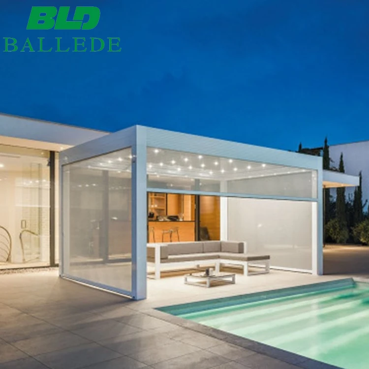Remote Control Outdoor Pergola Motorized Opening Louvre Roof System
