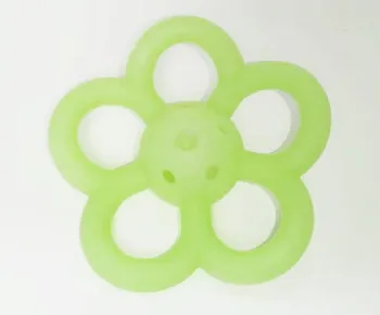 OEM ODM Cute Flower Shape Green Food-Grade Liquid Silicone Teether Toy with Bell Soft Toy for Teething Factory Price