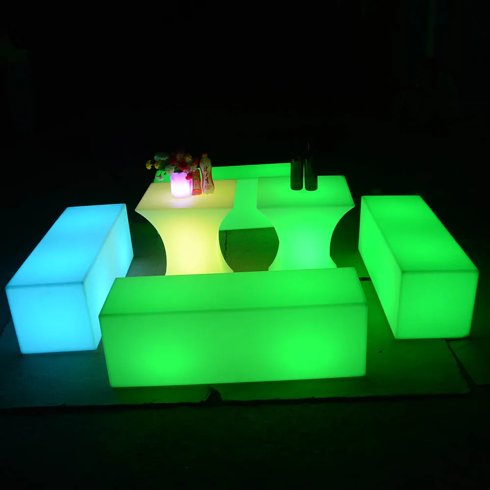 Портативный светодиодный стол и стул для торжества с пультом дистанционного управления, питание от батареи, изменение цвета, для ночного клуба