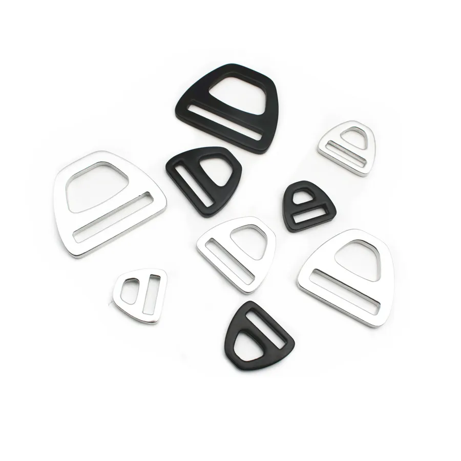 Wholesale 15/20/25/32/38MM Black/Silver D Ring Metal Fittings Durable and Light Aluminum Triangle Buckle for Pet Hardware