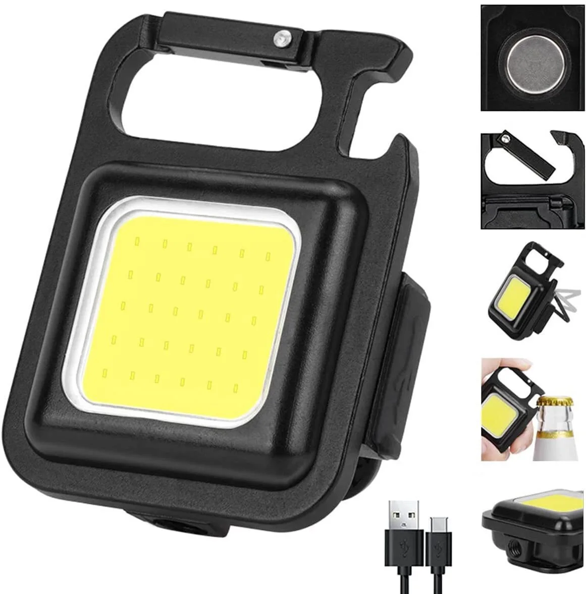 Free Shipping COB Rechargeable Key Chain Light COB Super Bright LED Flashlight With Bottle Opener Small Pocket Flashlight