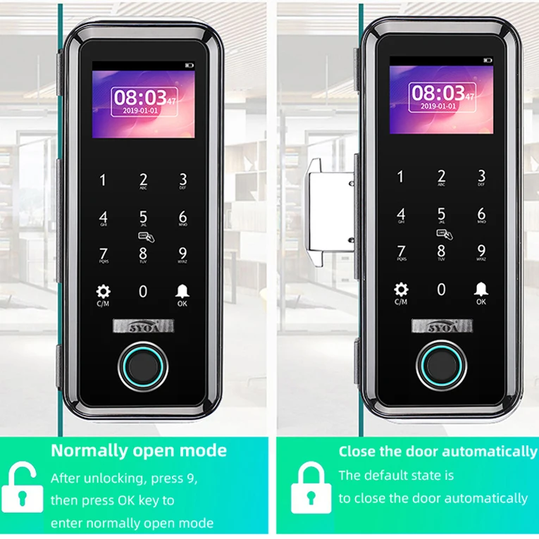 Tuya Smart Glass Lock WiFi Access Control Via RFID Fingerprint for Aluminum Steel Automatic Digital Deadbolt Card Security APP