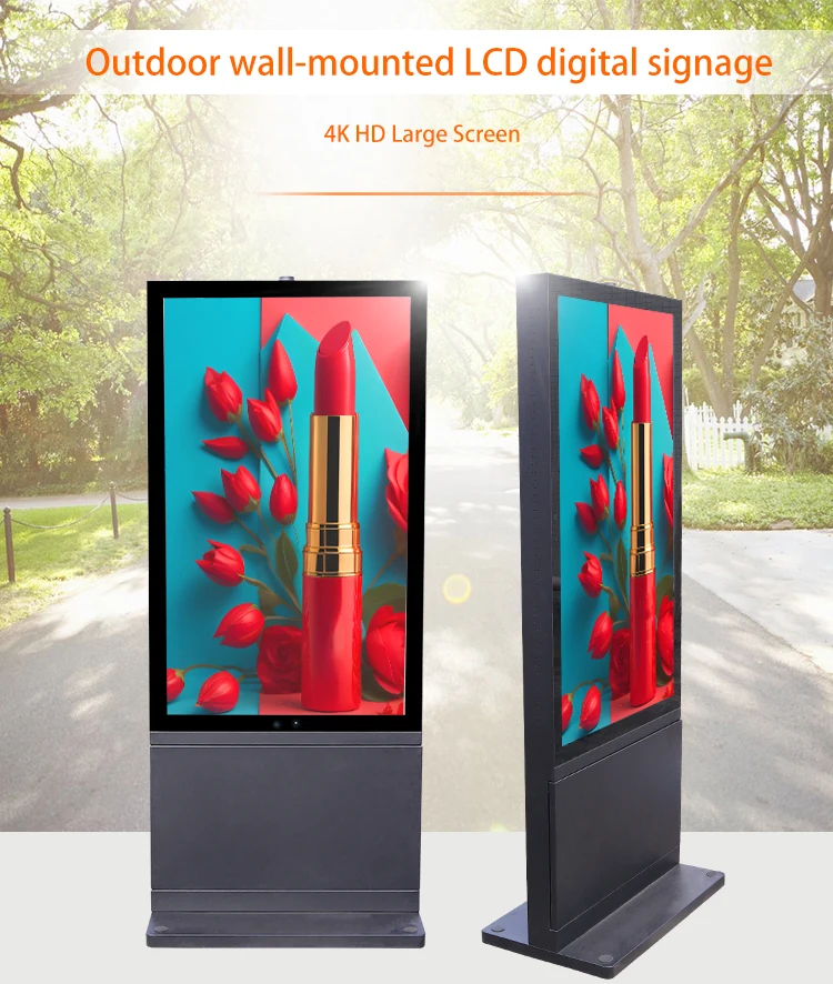 55'' Outdoor Video Advertising Screen Waterproof LCD TV 1080p 2160p Aluminum Cooled Vertical