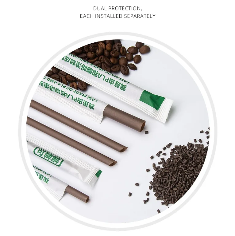 Custom Degradable Eco Friendly straws 6mm 8mm 12mm Straw Individual Packed coffee grounds Drink Straws