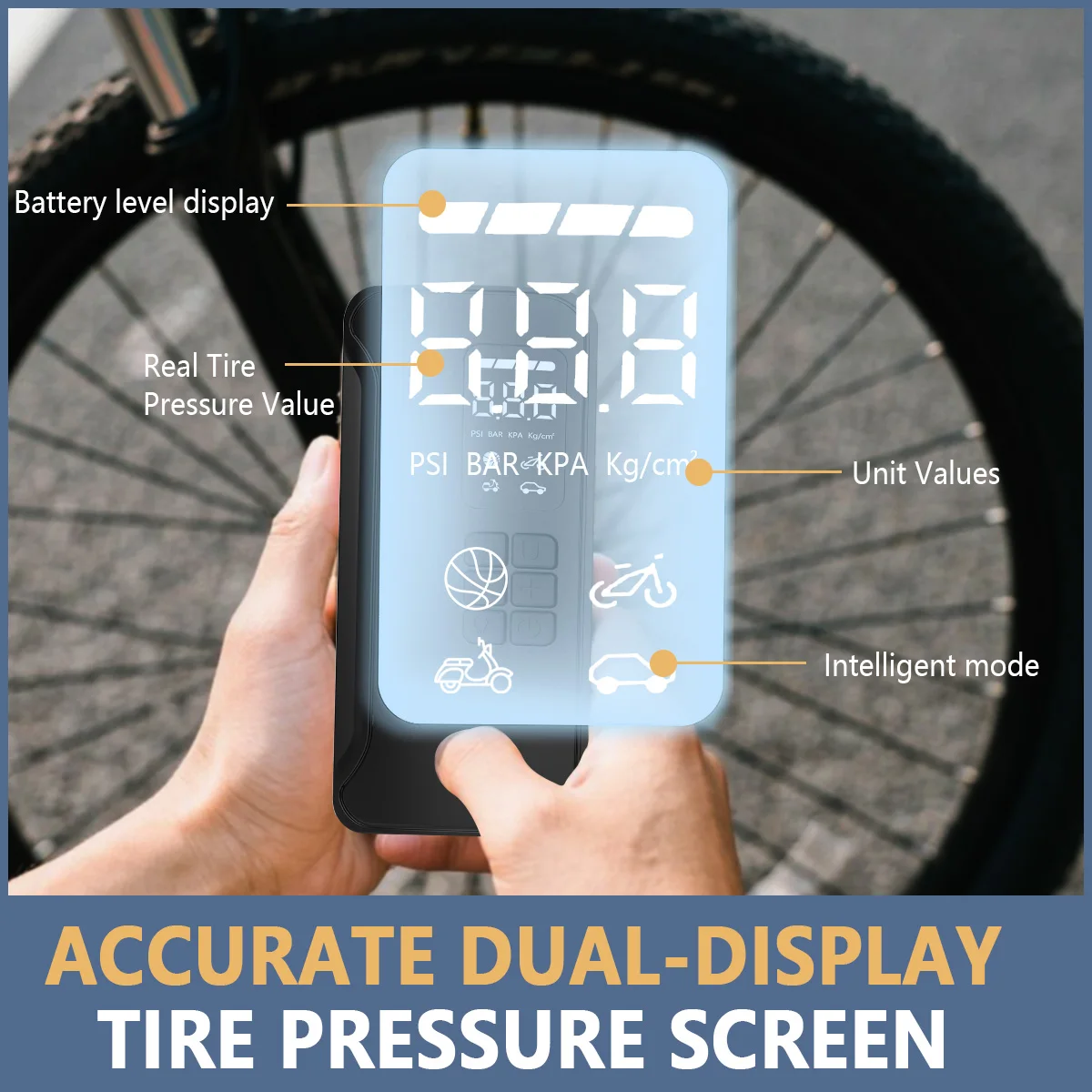OEM/ODM 4000mAh 21mm Digital Portable ABS Car Tyre Pump Wireless Electric Air Compressor with Ball Inflator Car Tire Inflator - view 6