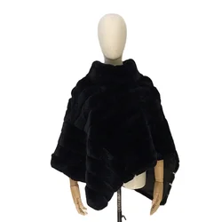 Hot sale real fur cape high quality women irregular rex rabbit winter fur shawl