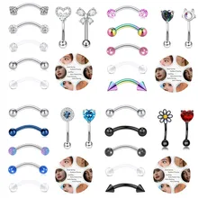 7PCS/ set stainless steel piercing accessories Pearl proof acrylic eyebrow ring women's fashion body jewelry charm accessories