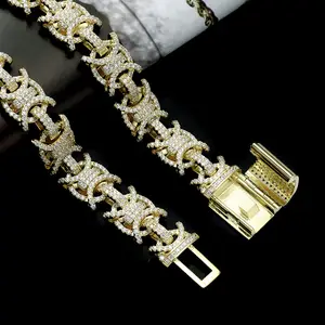 High Quality Hip Hop Chains Necklace 13mm Platinum Plated Cubic Zircon Diamond Brass Buckle for Men Anniversary