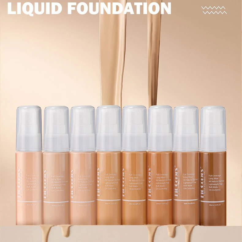 Fit Colors Full Coverage Liquid Foundation 30ml Matte Foundation Liquid Easy Apply Concealing Fair Medium Dark 8 Colors Optional