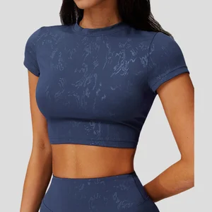 High Intensity Running Sports Fitness Short Sleeve T-shirt Custom Gym Athletic Yoga Shirts Lightweight Breathable Bronzing