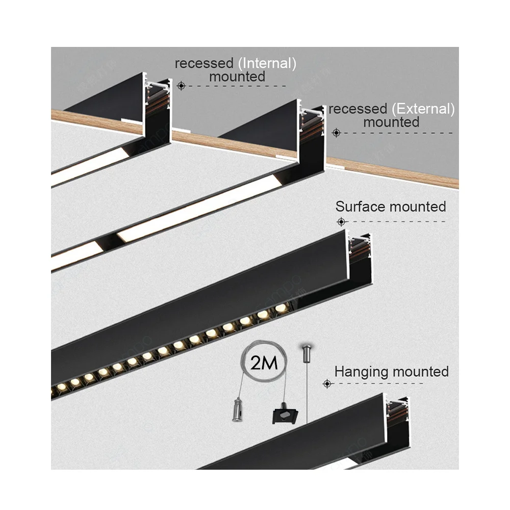 Surface Mounted Dimmable LED Track Lamp 48V Magnetic Linear Track Spotlight Can Embedded Suspension Track Lighting Rail System