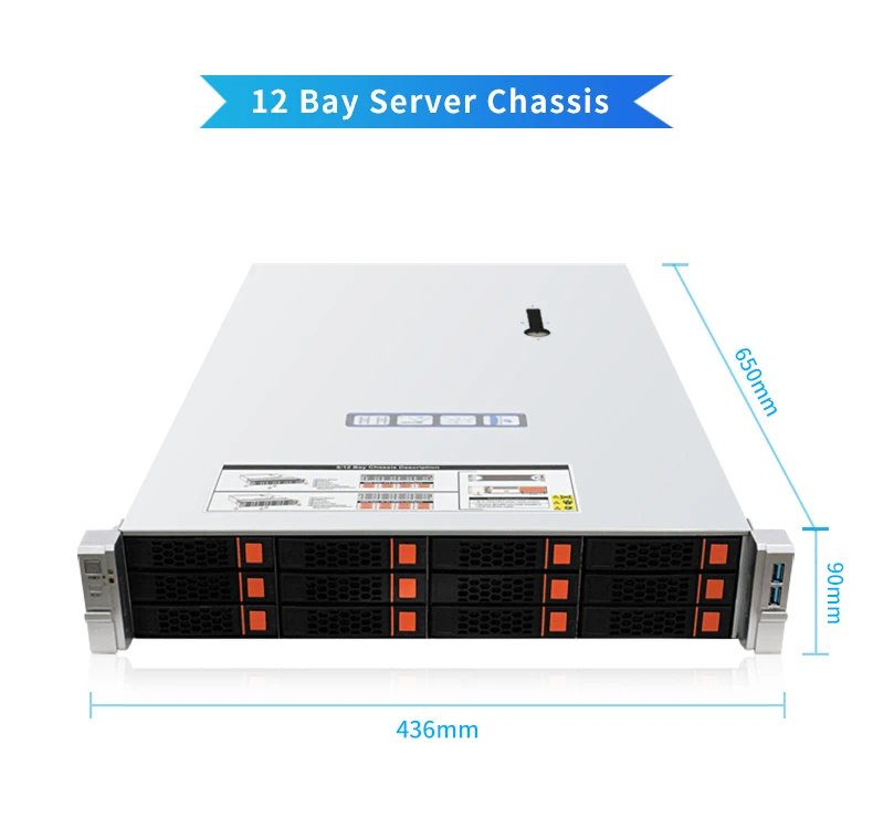 2U 12-bay Rackmount Chassis with Straight-through 4NVMe Backplane CC3K12-12S04N