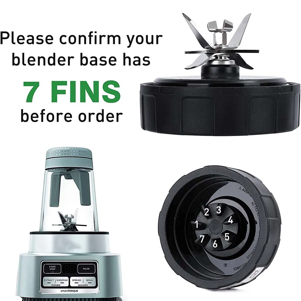 Replacement Blender Blade with 7 Pins for Ninja SS151 TWISTi Blender DUO,fit for Ninja  SS101, SS100, SS101TGT, SS300,SS400