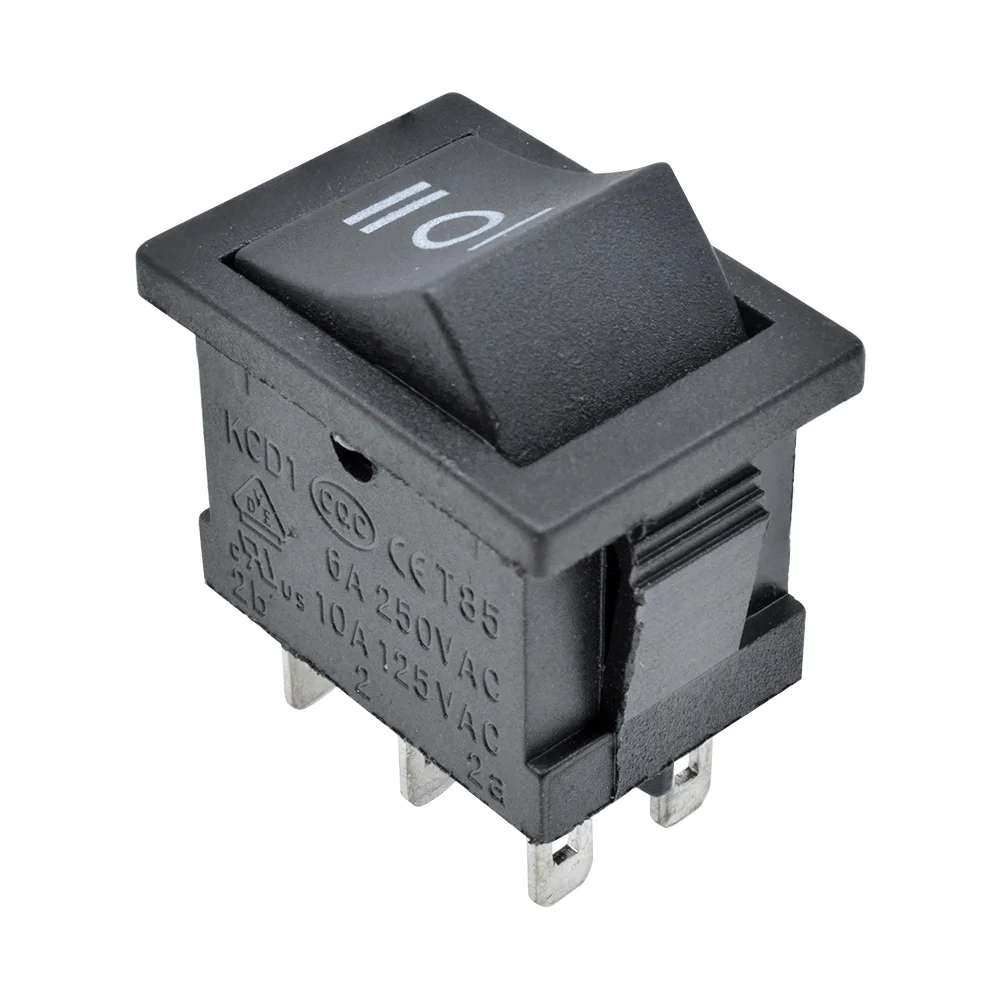 Twidec/5 Interruptores Basculantes De 3 Pines, 3 Posiciones, Encendido/apagado, CA 6A/125 V, 10A/250 V, SPDT, Interruptor Basculante Negro, KCD3-103