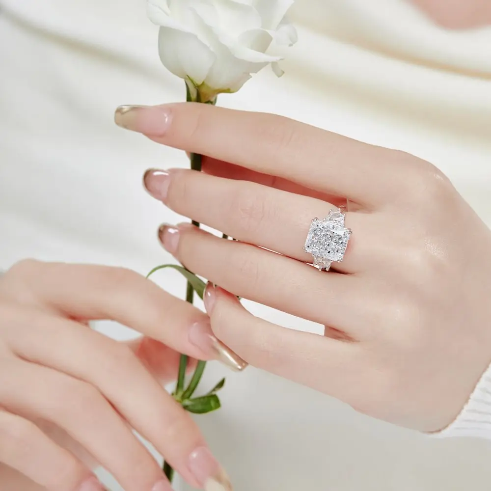 KAKODIY Fine Jewelry 925 Sterling Silver Ring Colored Cubic Zirconia Square Band Wedding Ring detail 1