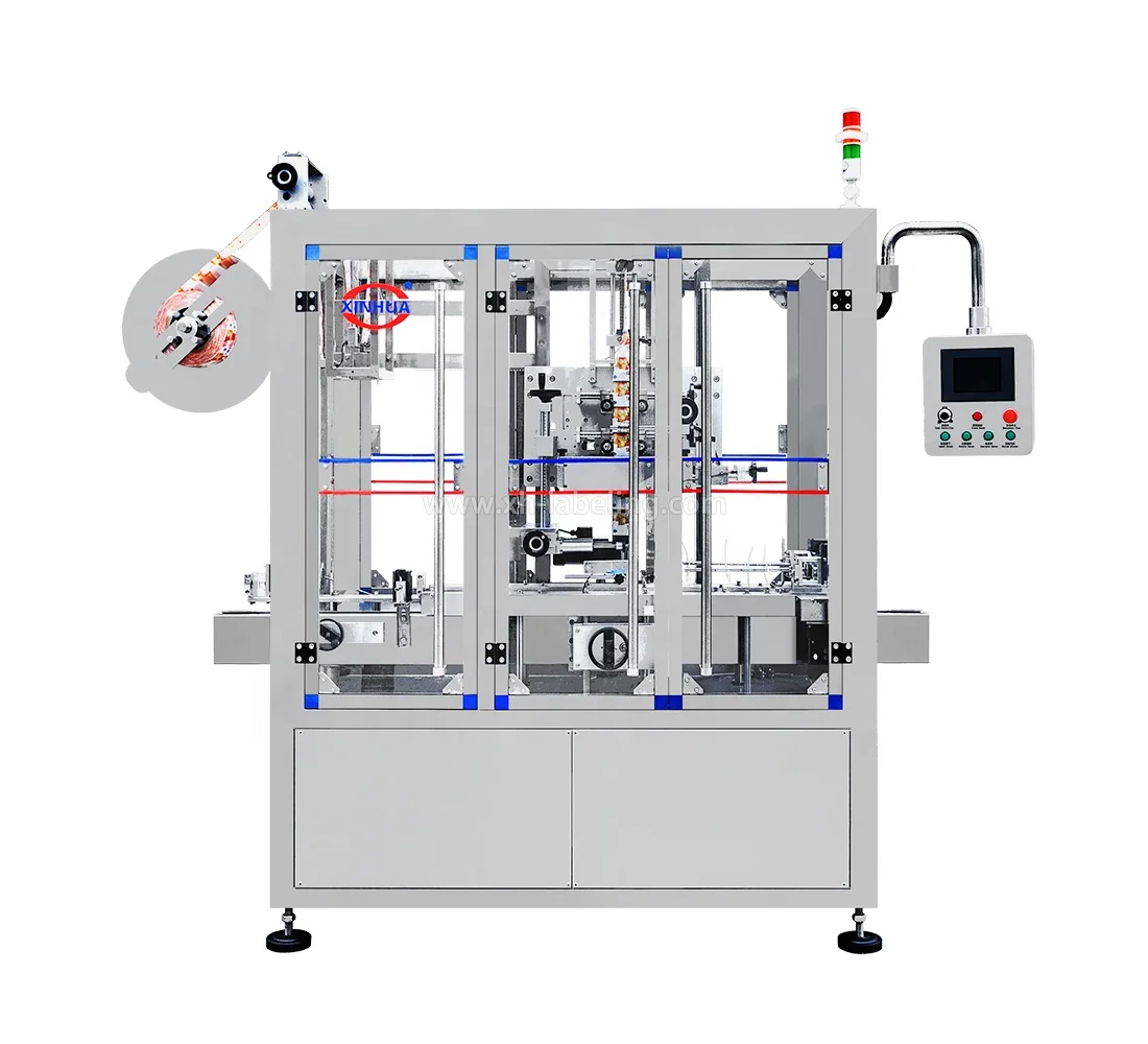 SHANGHAI XINHUA Quality Automatic Bottle Shrink Sleeve Labeling Machine for Water Beverage Lotion Cosmetic Jar Vaseline Bottle