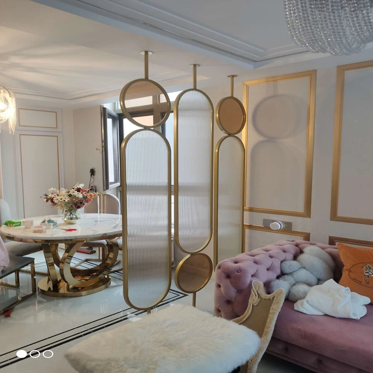 Customized Modern Tempered Glass Partition Screens Metal Screen Partitions Rotatable Office Living Room Dividers