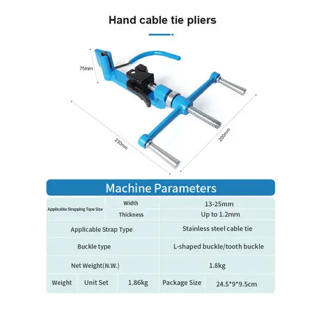 Hand Strapping Tool for Cutting and Tightening Stainless Steel Cable Ties