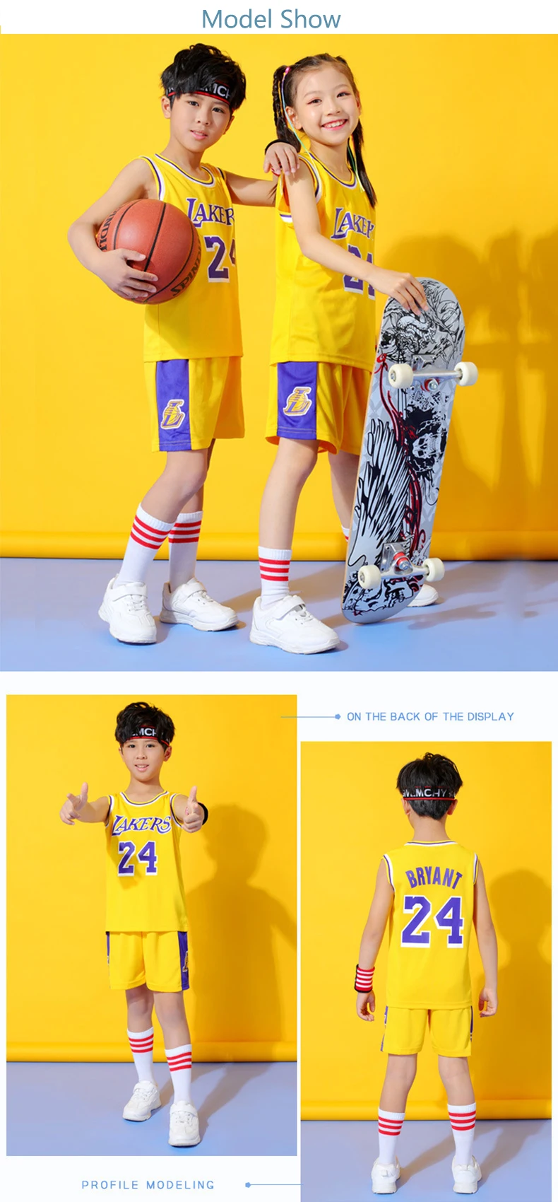  CABCG Children's Sports Basketball wear, Summer Suit, Tank top,  Little Boy's Breathable Sweat-Absorbing Jersey 160【建议160cm以下】 黑金24 :  Clothing, Shoes & Jewelry