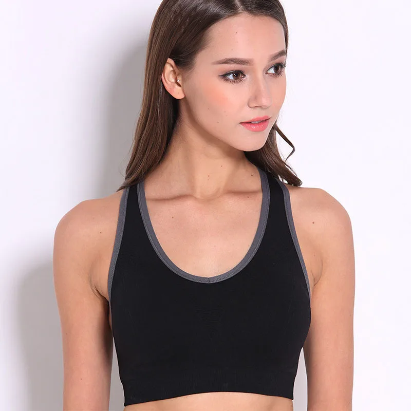 New Breathable Back Hollow Out Yoga Tops Sexy Mesh Push Up Sports Bra For Women