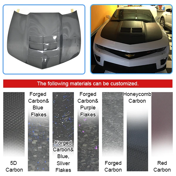 2010-2015 ZLスタイル ファイバーグラス製エンジンフード ボンネット 