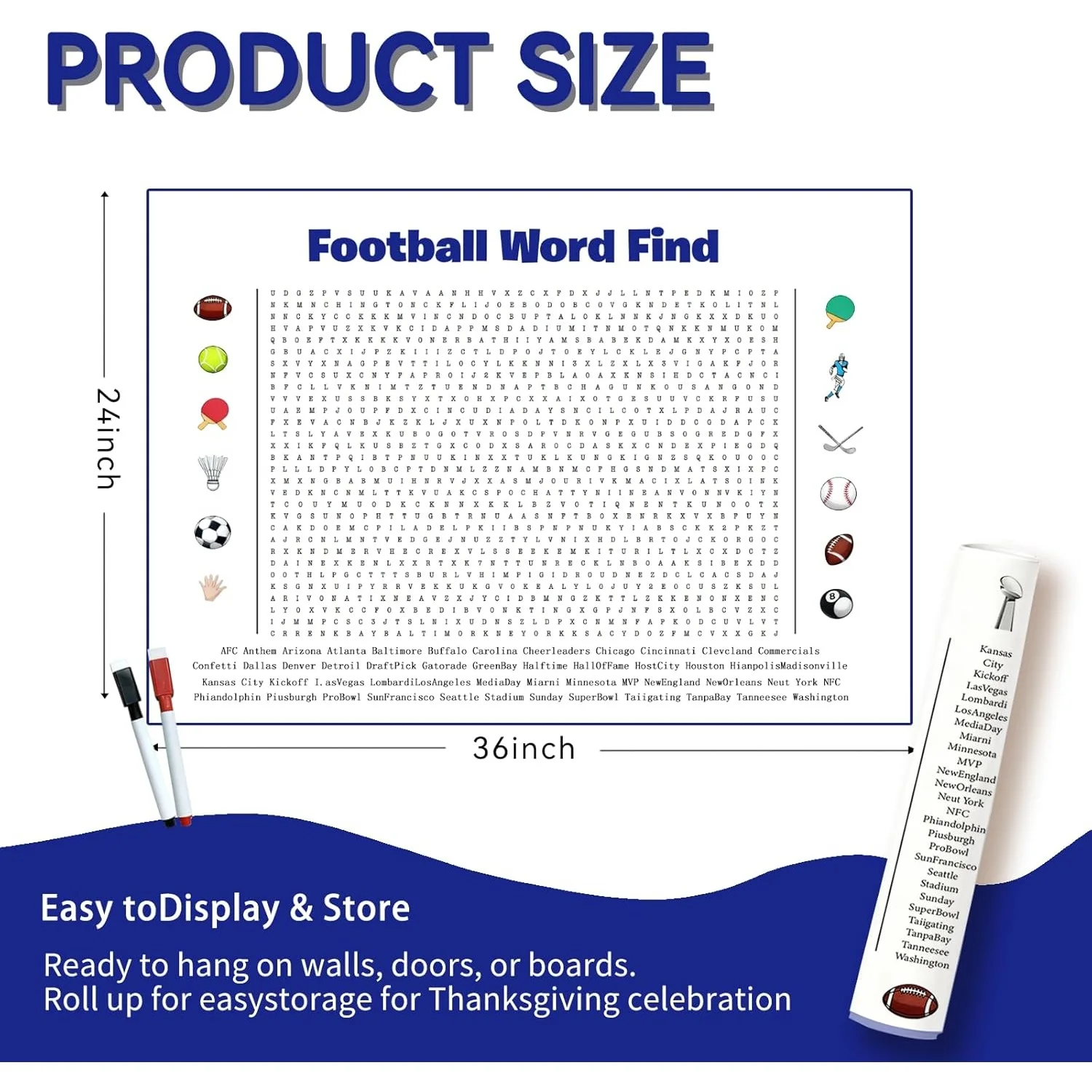 2026 Super Bowl Jumbo Football Word Search Poster - Giant Wall Game ...