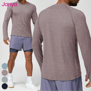 Janya Quick Dry Skin Friendly Men's Outdoor Training Long Sleeve Elastic Running Shirt Oversized Sportswear Gym T-shirt