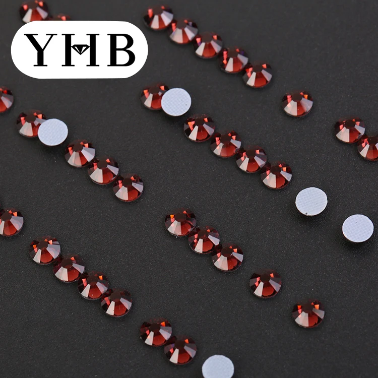 High Quality Burgundy Flat Back HotFix Rhinestones Glass Hot Fix Crystals  Rhinestones Clothing Bag Shoes Nail Art Crystal