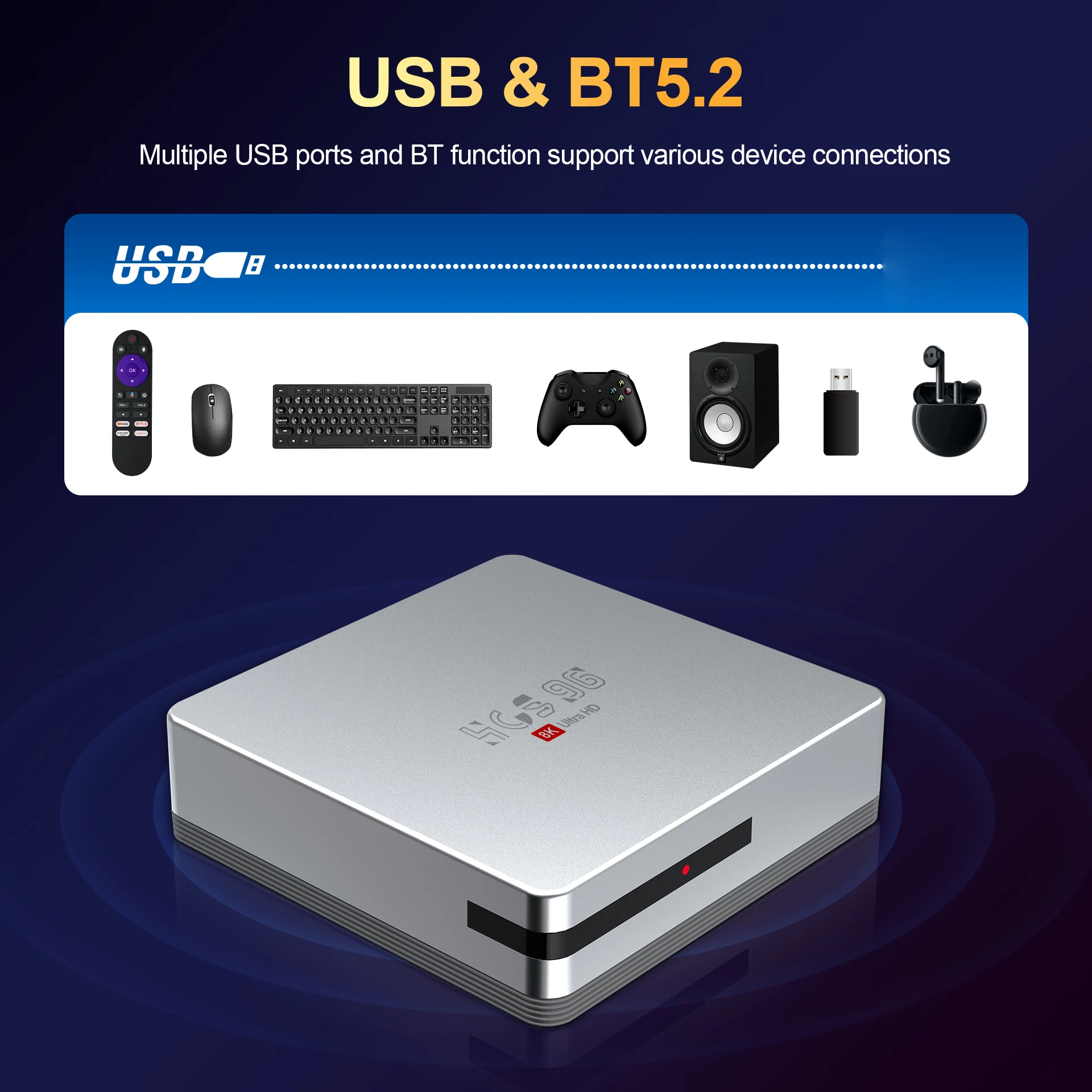 Top Rated HCS96 Ott MAX 4GB 64GB 2.4G 5G WiFi6 Processor Allwinner H313 Android16 BT5.2 Voice Remote Control Tv Box