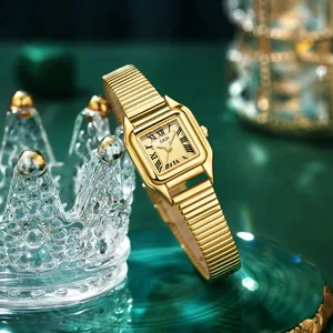 Square and Exquisite Stainless Steel Strap Watch Light Luxury Fashion Quartz Watches for Women Reloj Mujer