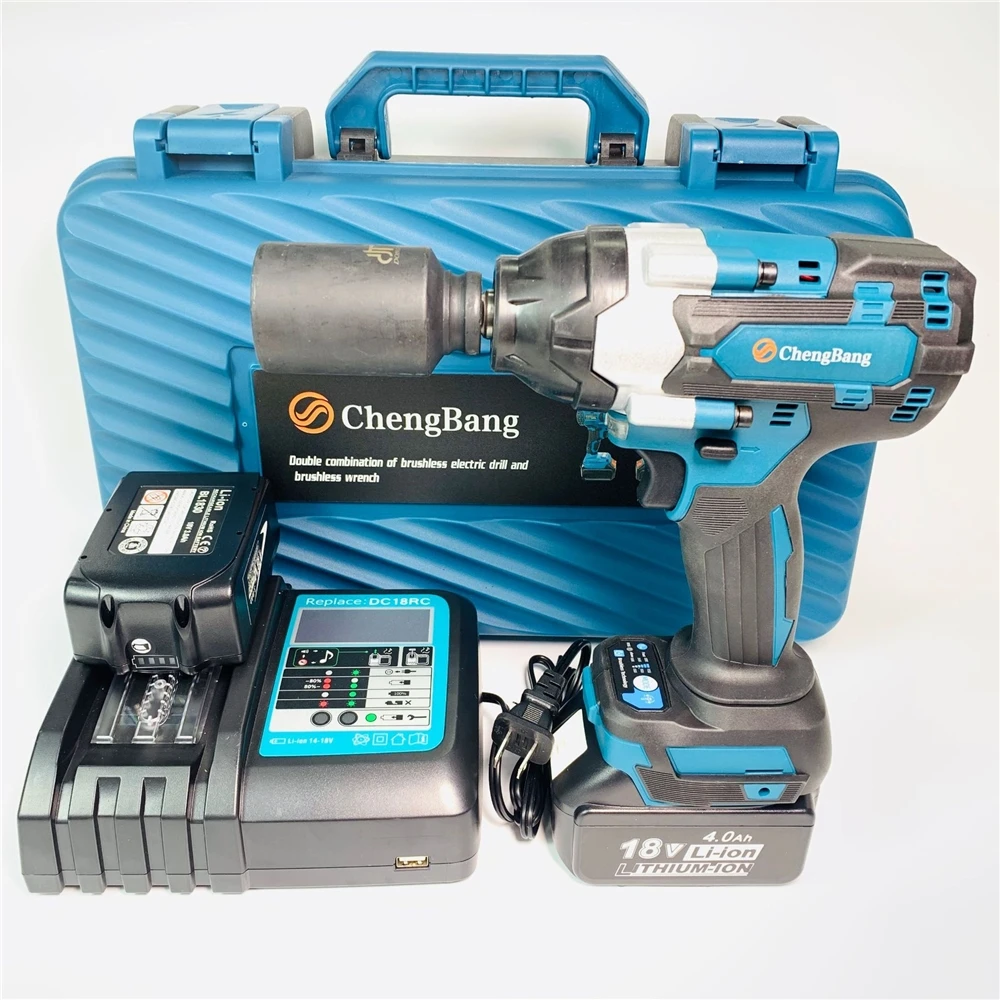 880-1500N. M высококрутящий момент бесщеточный Электрический ударный ключ перезаряжаемый литиевый аккумулятор сверхмощный беспроводной для ремонта автомобиля