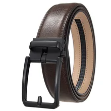 Wholesale Popular Classic Men's Split Leather Belt Fashion Genuine Cowhide Leather Men Ratchet Belt with Automatic Alloy Buckle