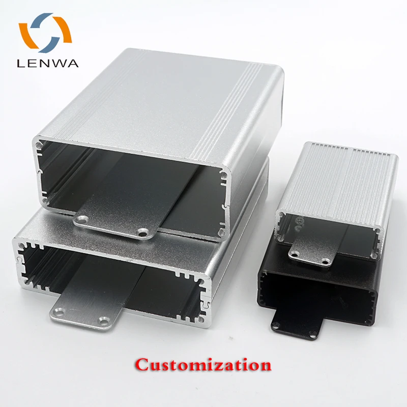 LENWA Fireproof Waterproof Custom Branded Modular Small Aluminum Enclosure Housing With End Plate and Mounting Holes for PCB
