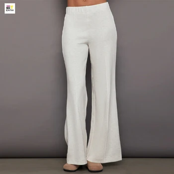 Custom Design High Waist Yoga Wear Fashion Plus Size Flare Wide Leg Women flared trousers in Grey