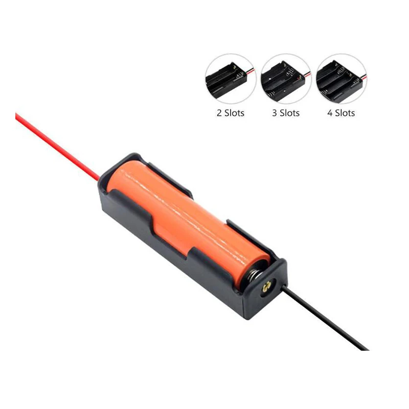 Plastic 1x 2x 3x 4x 18650 Battery Storage Box Case Holder  With Wire Lead