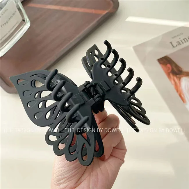 Korean Frosted Double Hollow Out Claw Hair Clip Accessories Women Large Plastic Butterfly Shape
