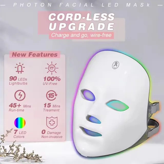 Advanced Anti-aging Wrinkle Acne Removal 7 Colors Led  Home Facial Skin Care Rejuvenation FacialMask