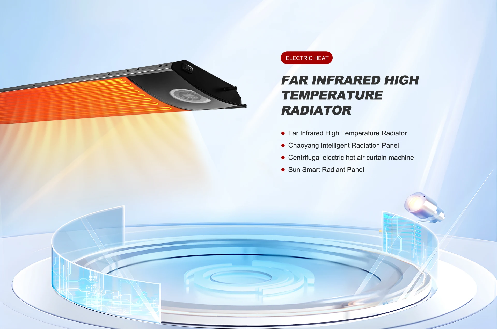 Intelligent multi languages control smart Graphene Multi-color coating film home heater far infrared heating panel