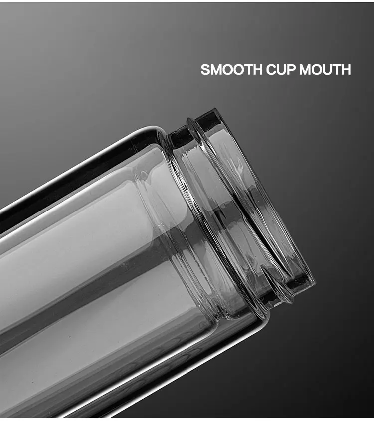 Wholesale Custom Logo 350ml Clear Double Wall Glass Water Bottle With